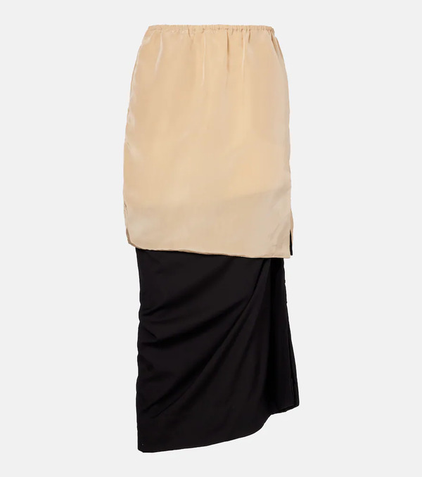  Calvin Klein Collection Calvin Klein Collection Tyler Layered Wool And Silk Maxi Skirt 