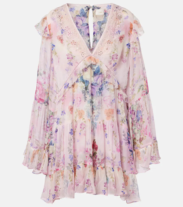  Camilla Camilla Embellished Floral Silk Chiffon Minidress 