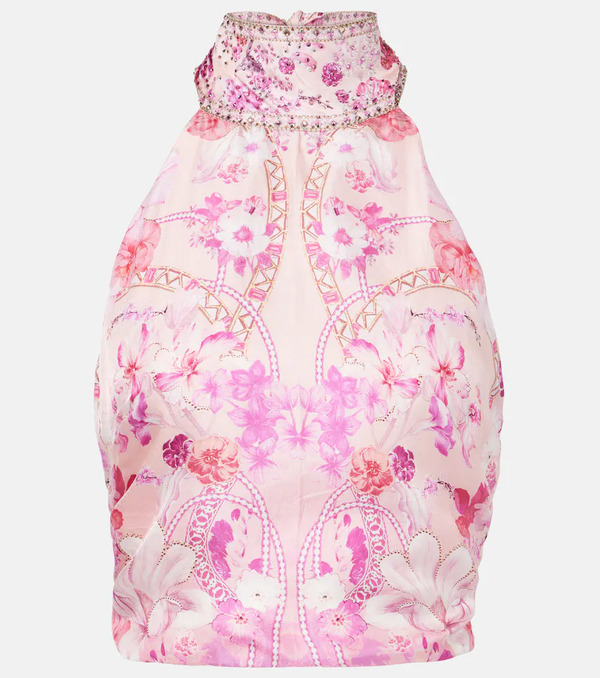  Camilla Camilla Floral Embellished Silk Halterneck Top 