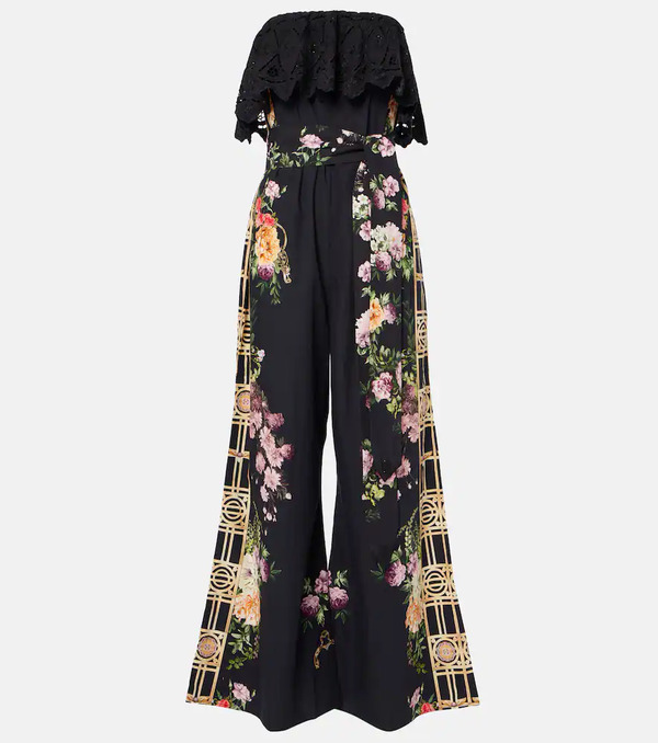  Camilla Camilla Floral Ruffled Strapless Cotton Jumpsuit 