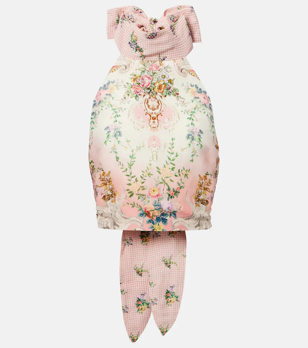  Camilla Camilla Halterneck Linen And Silk Crop Top 