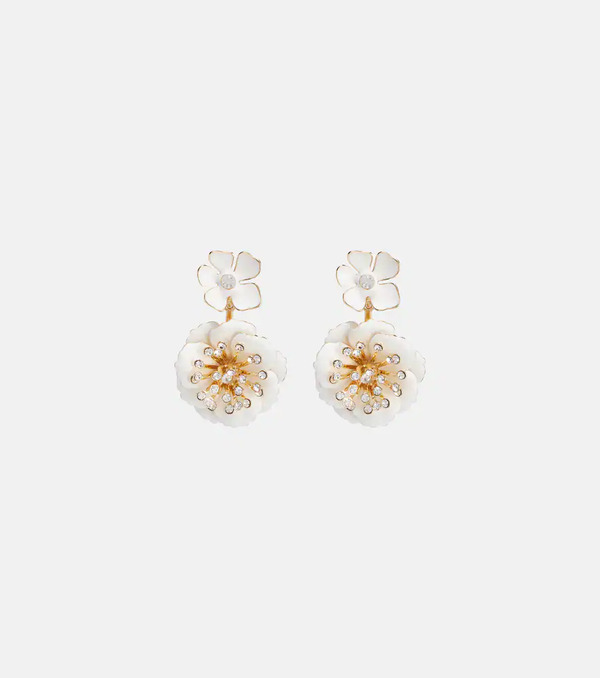  Carolina Herrera Carolina Herrera Crystal-embellished Floral Drop Earrings 