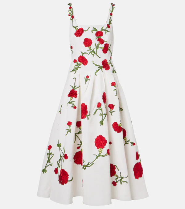  Carolina Herrera Carolina Herrera Embroidered Silk Cocktail Dress 