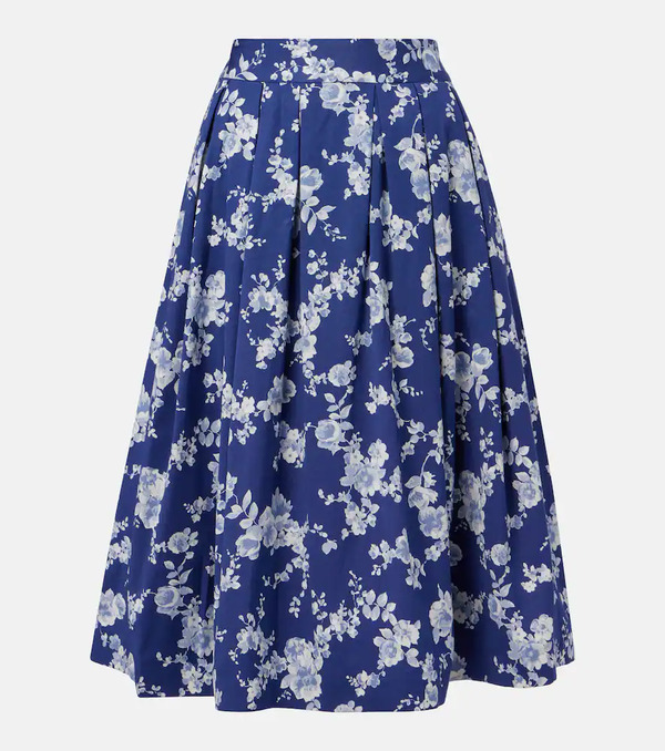  Carolina Herrera Carolina Herrera Floral Faille Midi Skirt 