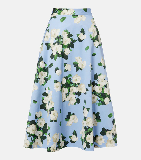  Carolina Herrera Carolina Herrera Floral Faille Midi Skirt 