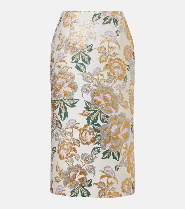  Carolina Herrera Carolina Herrera Floral Jacquard Midi Skirt 