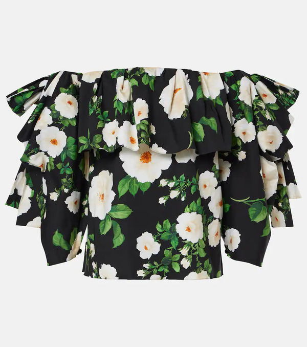  Carolina Herrera Carolina Herrera Floral Off-shoulder Top 