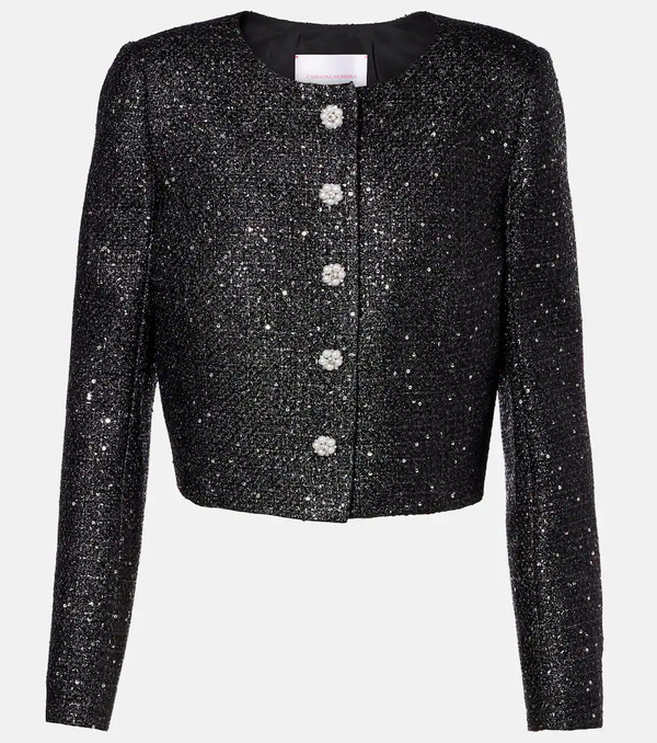  Carolina Herrera Carolina Herrera Sequined Cropped Lamã© Tweed Jacket 