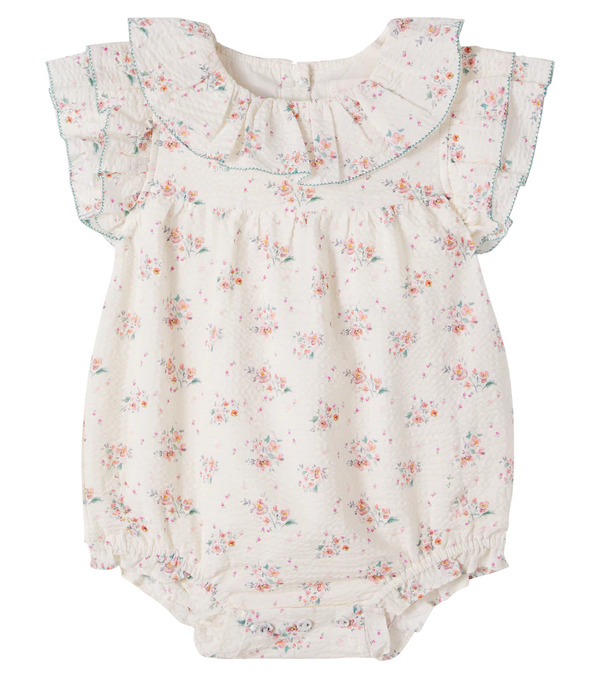  C'era Una Volta C'era Una Volta Baby Floral Ruffled Cotton Bodysuit 