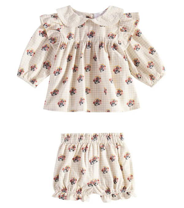  C'era Una Volta C'era Una Volta Baby Franca Blouse And Bloomers Set 