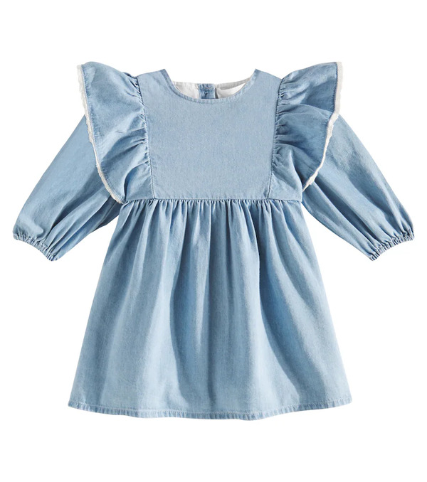  C'era Una Volta C'era Una Volta Baby Luna Ruffled Denim Dress 