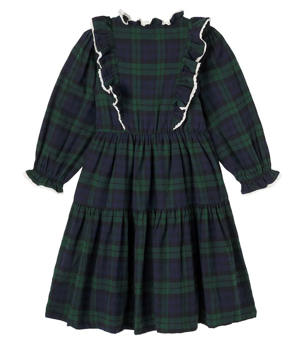  C'era Una Volta C'era Una Volta Bella Checked Ruffled Cotton Dress 