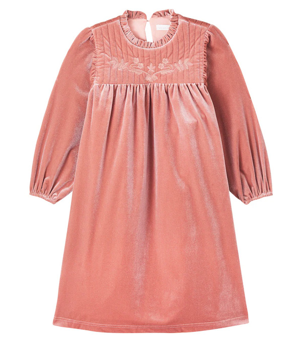  C'era Una Volta C'era Una Volta Domitilla Embroidered Ruffled Velvet Dress 