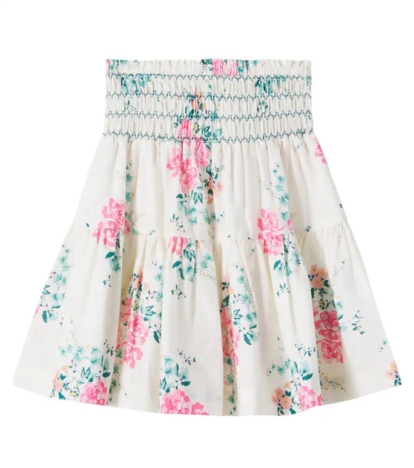  C'era Una Volta C'era Una Volta Floral Shirred Cotton Skirt 