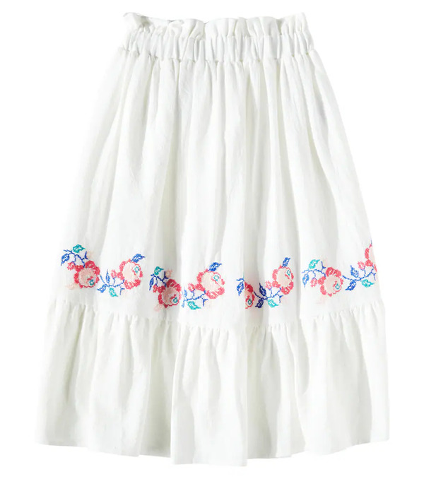  C'era Una Volta C'era Una Volta Jane Floral Embroidered Cotton Skirt 