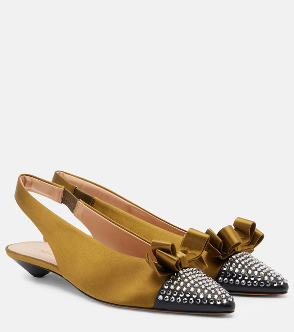  Chloe Chloã© Alba 20 Embellished Satin Slingback Pumps 