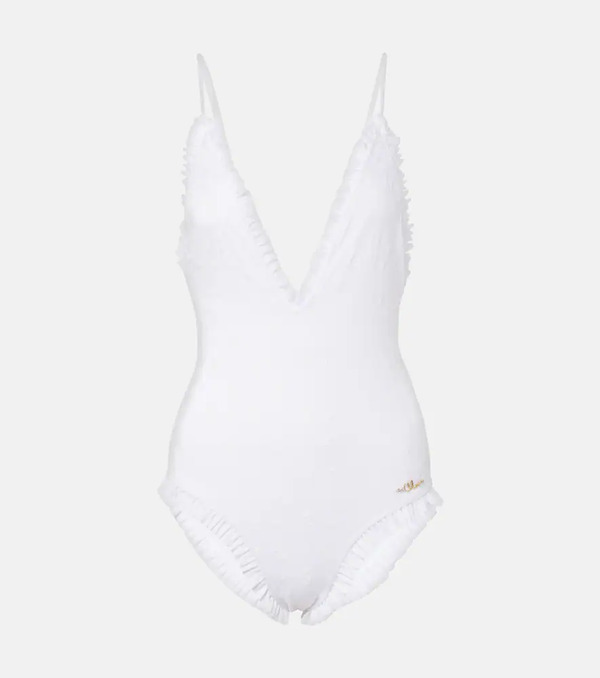  Chloe Chloã© Broderie Anglaise Ruffled Swimsuit 