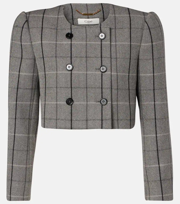  Chloe Chloã© Checked Cropped Wool Jacket 