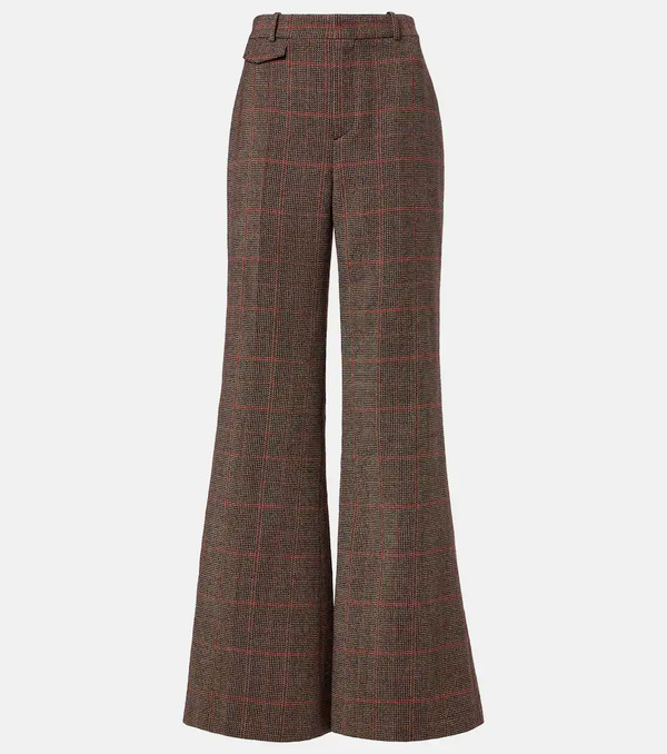  Chloe Chloã© Checked High-rise Wool Flared Pants 