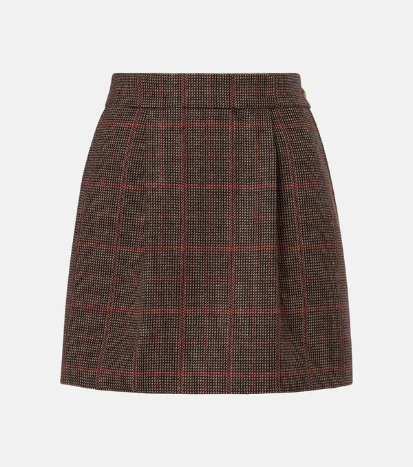 Chloe Chloã© Checked Virgin Wool Miniskirt 