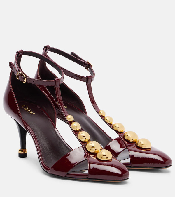  Chloe Chloã© Cleia 70 Studded Patent Leather Pumps 