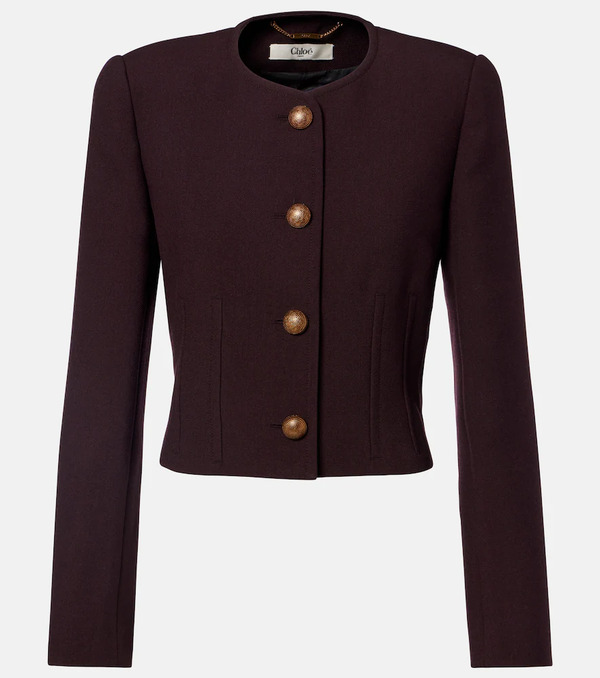  Chloe Chloã© Cropped Virgin Wool Crãªpe Jacket 