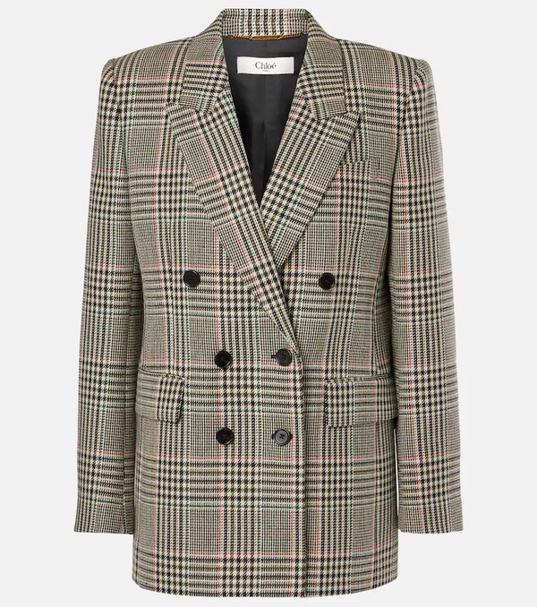  Chloe Chloã© Double-breasted Checked Wool Blazer 