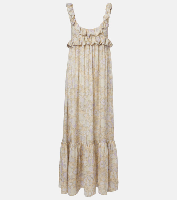  Chloe Chloã© Floral Ruffled Silk Charmeuse Maxi Dress 