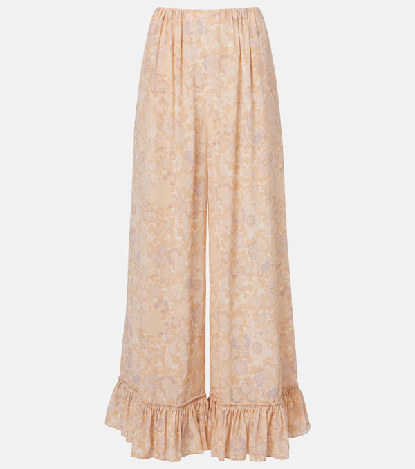  Chloe Chloã© Floral Ruffled Silk Wide-leg Pants 