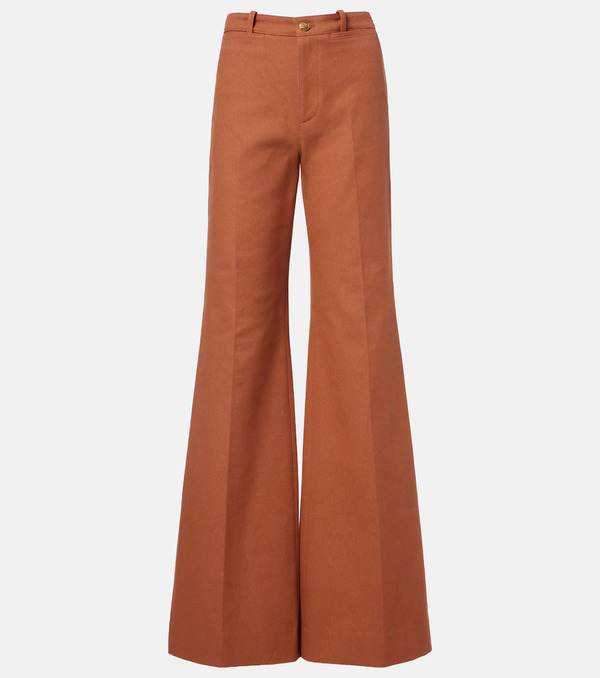  Chloe Chloã© High-rise Cotton Canvas Flared Pants 