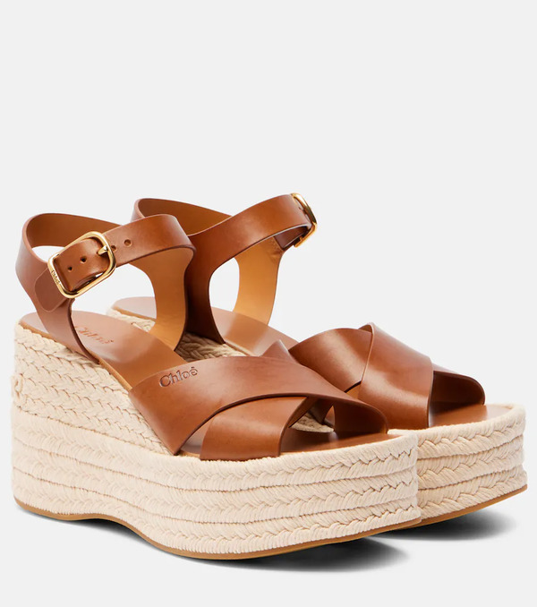  Chloe Chloã© Isla Leather Espadrille Wedges 