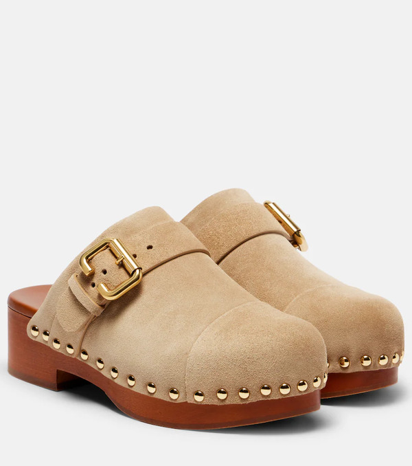  Chloe Chloã© Jeannette 40 Embellished Suede Clogs 