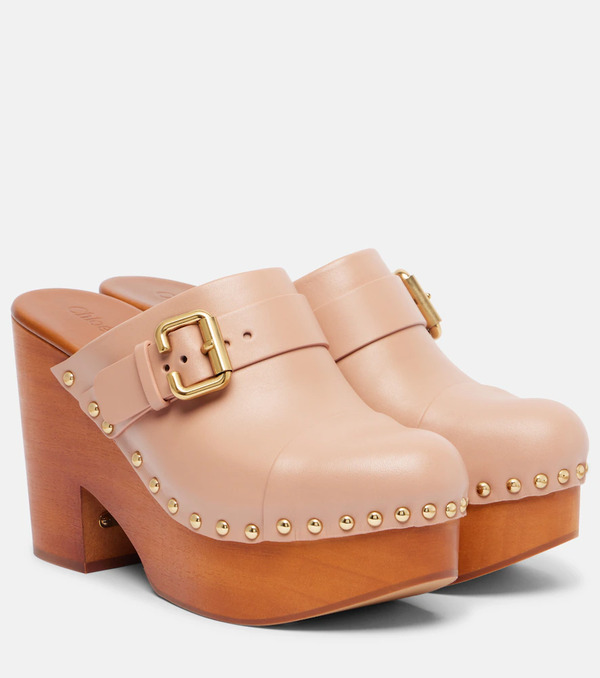  Chloe Chloã© Jeannette 80 Studded Leather Clogs 