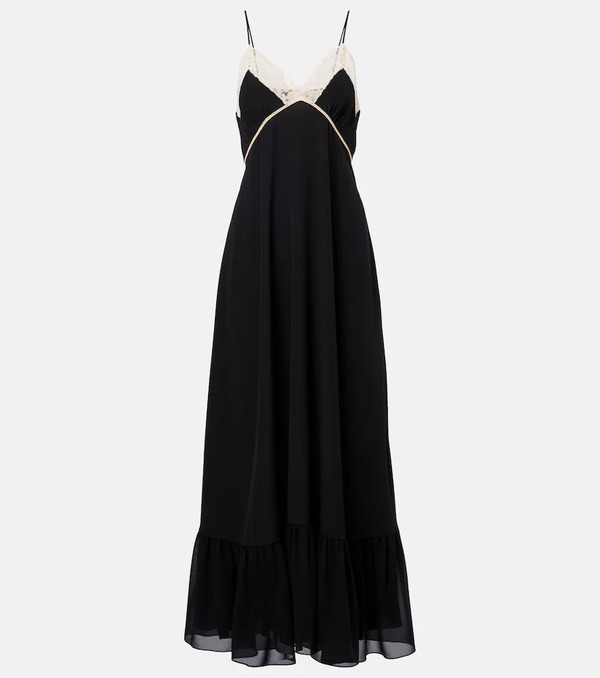  Chloe Chloã© Lace-trimmed Silk Chiffon Maxi Dress 