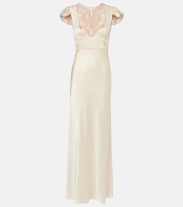  Chloe Chloã© Lace-trimmed Silk Satin Maxi Dress 