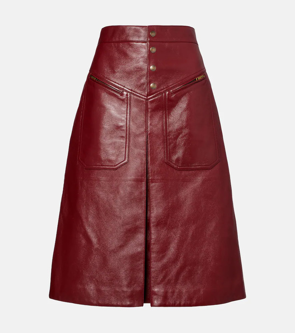  Chloe Chloã© Leather Midi Skirt 