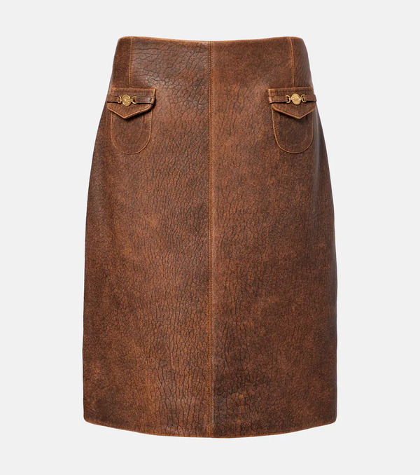  Chloe Chloã© Leather Midi Skirt 