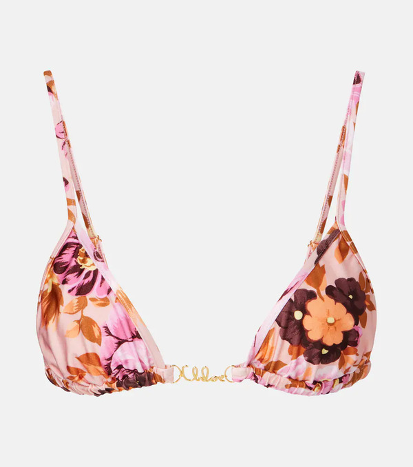  Chloe Chloã© Logo Floral Bikini Top 