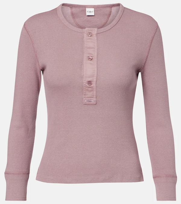  Chloe Chloã© Ribbed-knit Cotton Henley Shirt 