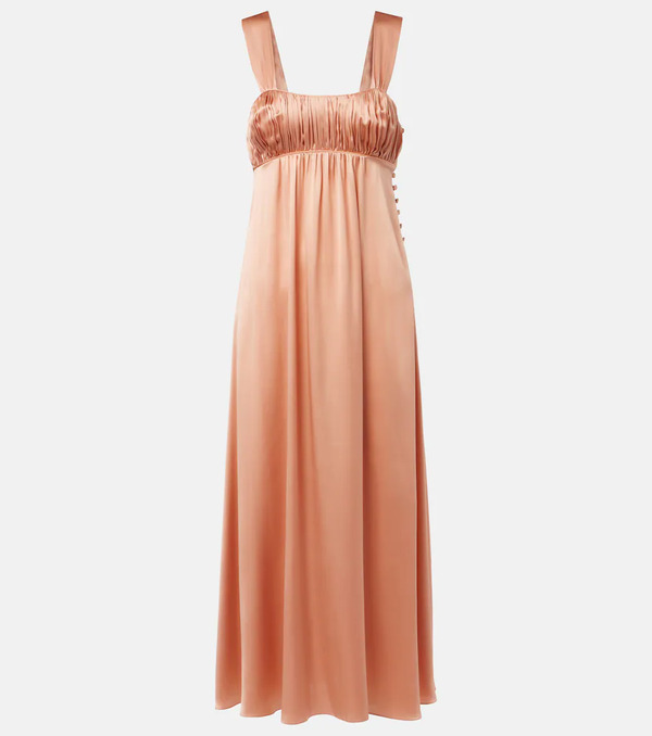  Chloe Chloã© Ruched Silk Satin Maxi Dress 