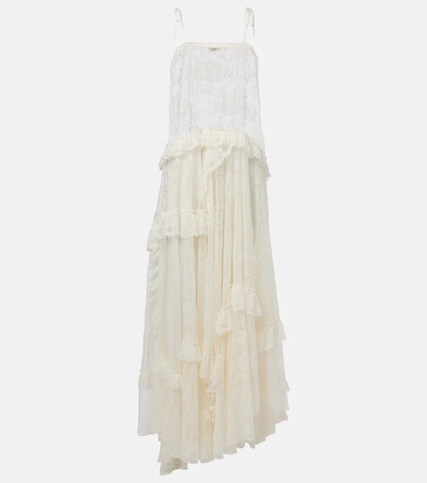  Chloe Chloã© Ruffled Sheer Lace Maxi Dress 
