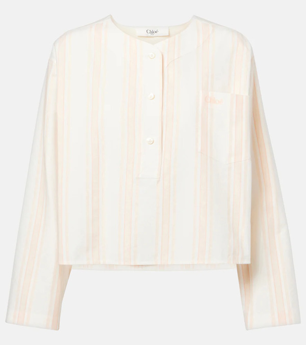  Chloe Chloã© Striped Cotton Crop Top 