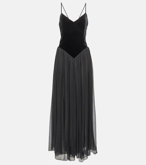  Chloe Chloã© Velvet And Silk Maxi Dress 
