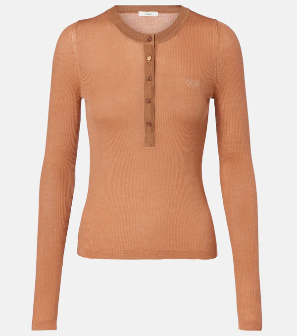  Chloe Chloã© Wool Henley Shirt 