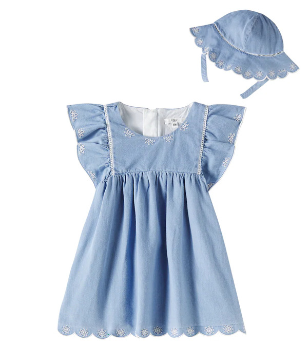  Chloe Kids Chloã© Kids Baby  Chabray Dress And Hat Set 
