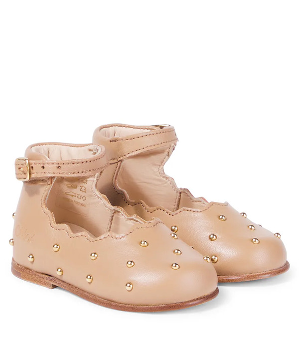  Chloe Kids Chloã© Kids Baby Studded Leather Ballet Flats 