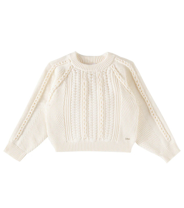  Chloe Kids Chloã© Kids Cable-knit Cotton And Wool Sweater 
