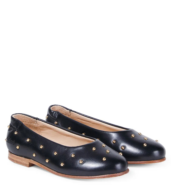  Chloe Kids Chloã© Kids Embellished Leather Ballet Flats 