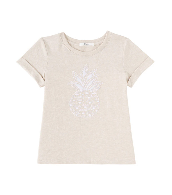  Chloe Kids Chloã© Kids Embroidered Cotton Jersey T-shirt 