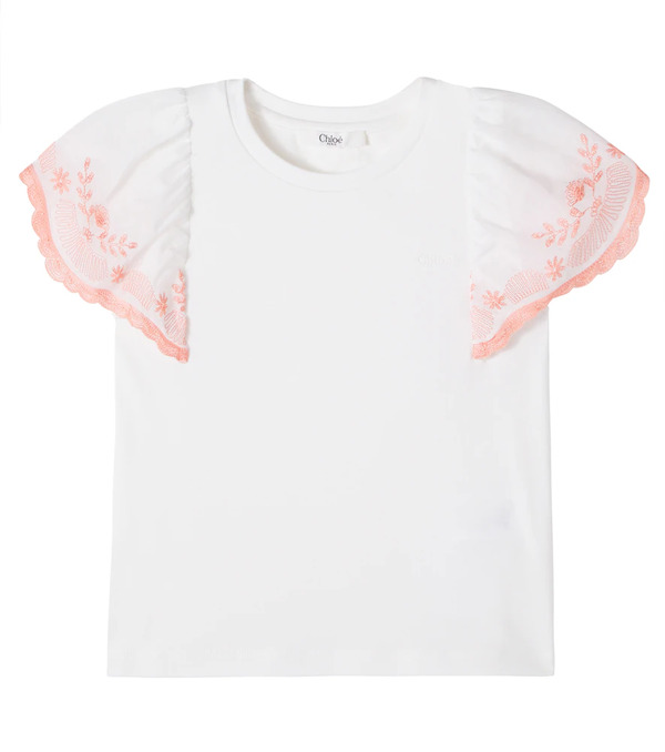 Chloe Kids Chloã© Kids Embroidered Cotton T-shirt 